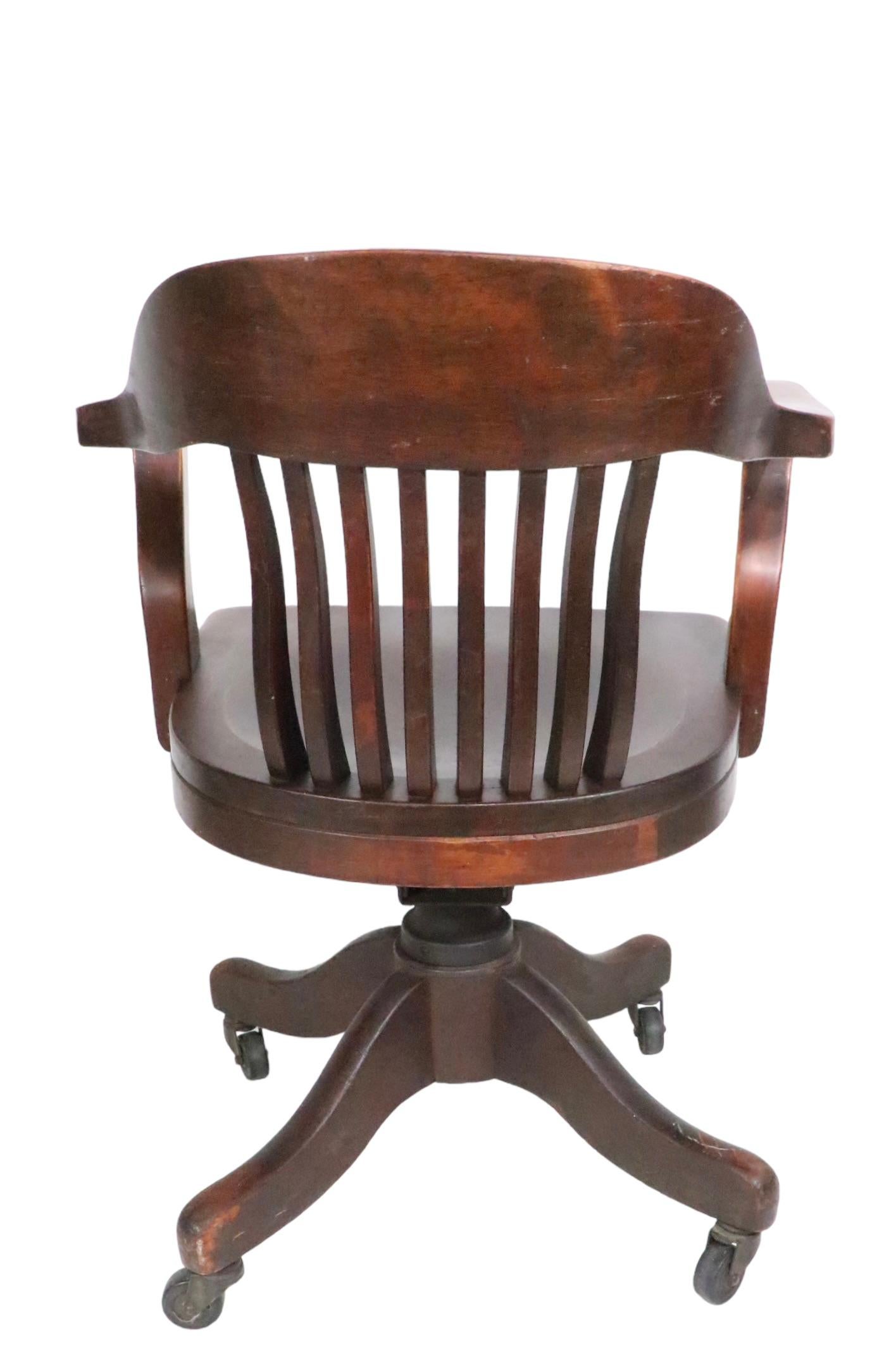 Bank of England Jury Style Swivel Desk Chair by Marble Chair Company c 1920/1930 2
