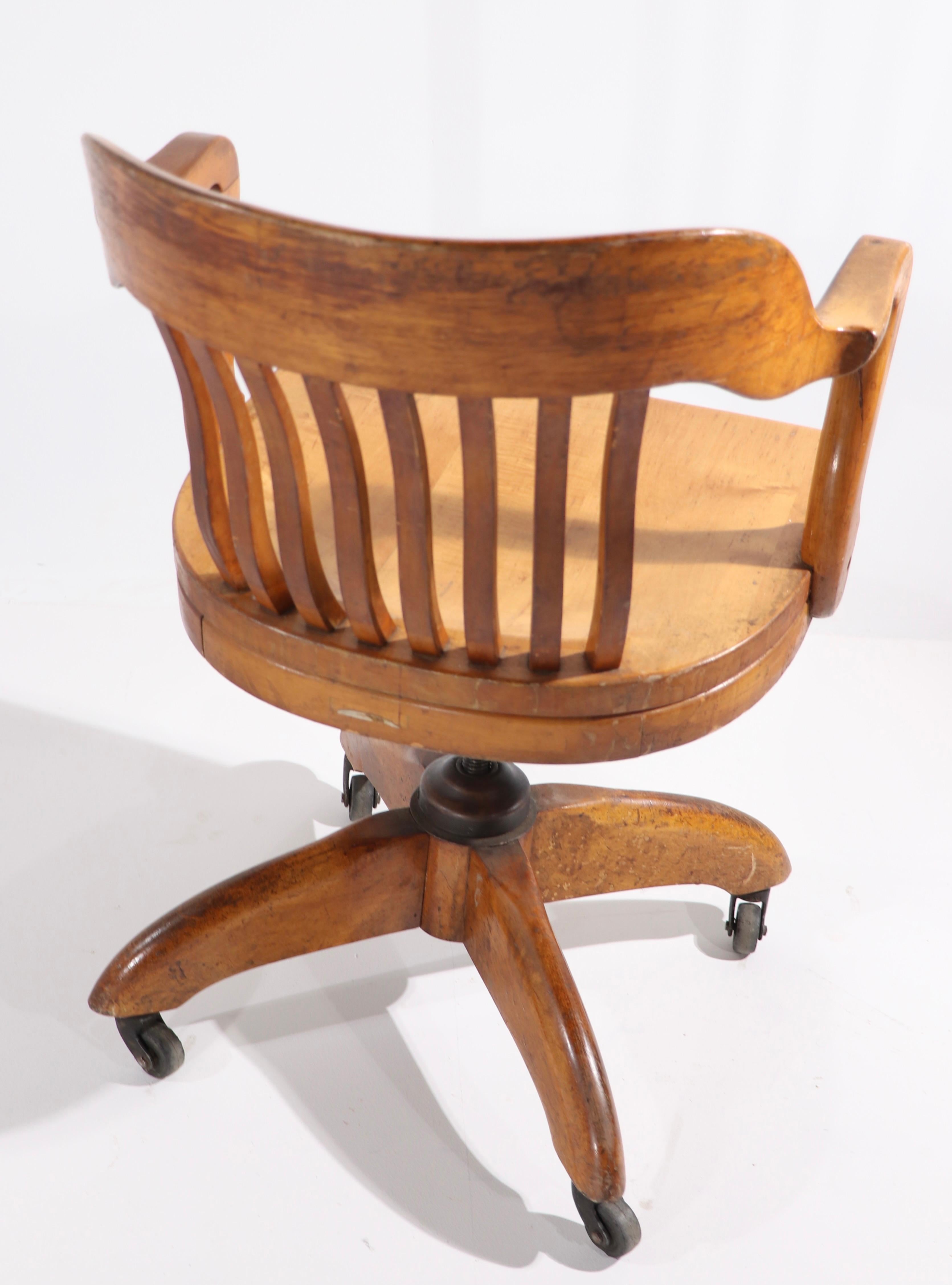 20th Century Bank of England Yale Library Swivel Tilt Desk Chair