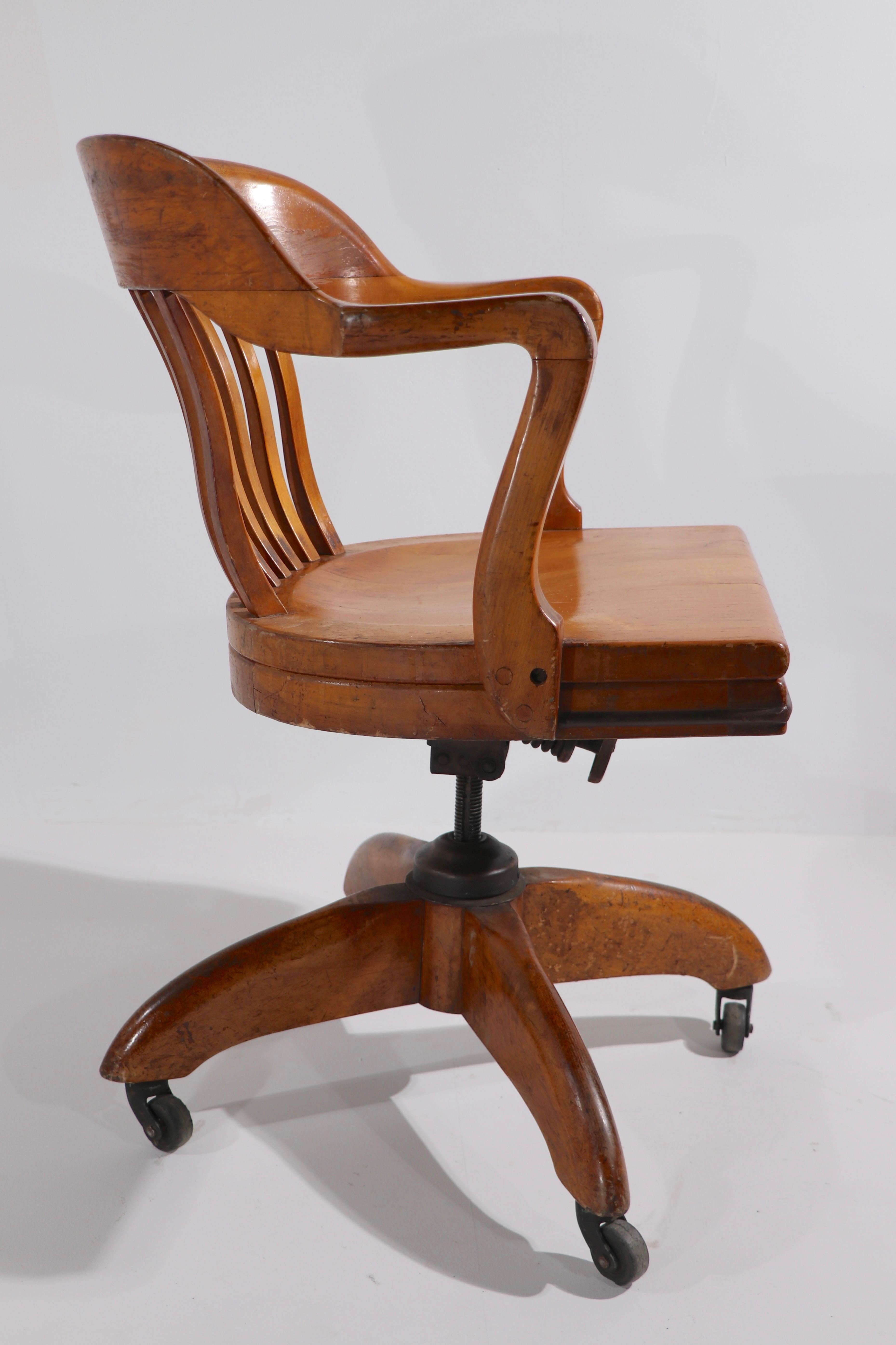 Walnut Bank of England Yale Library Swivel Tilt Desk Chair
