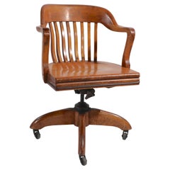 Antique Bank of England Yale Library Swivel Tilt Desk Chair