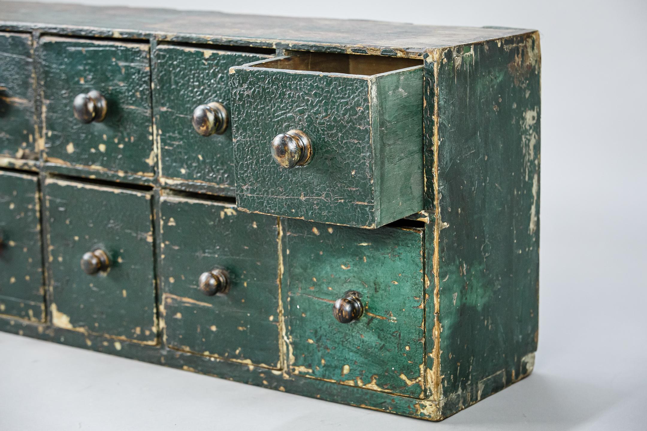 Bank of English 19th Century Desktop Drawers in Historical Paint 6