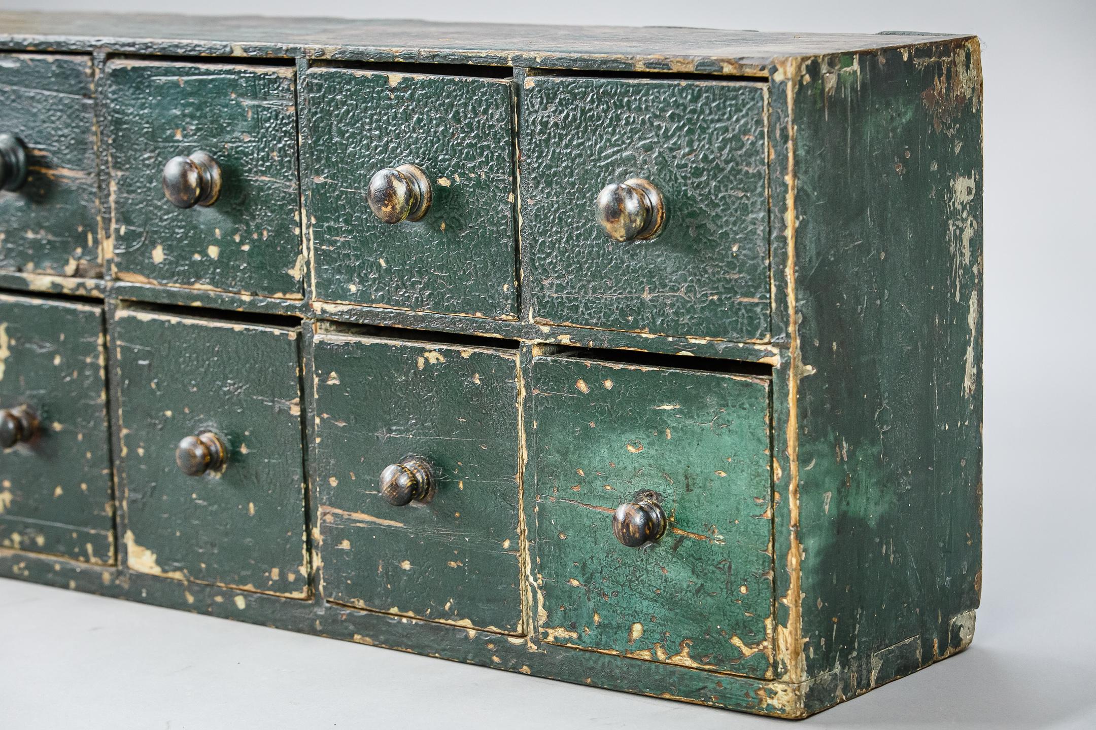 Bank of English 19th Century Desktop Drawers in Historical Paint 7