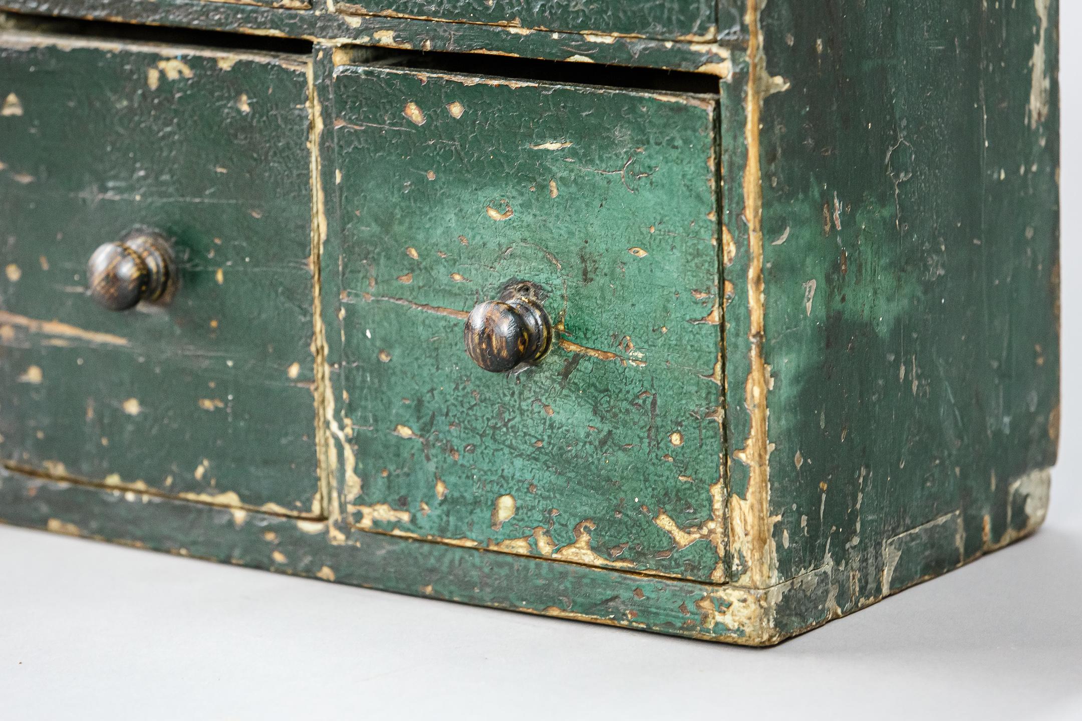 Bank of English 19th Century Desktop Drawers in Historical Paint 8