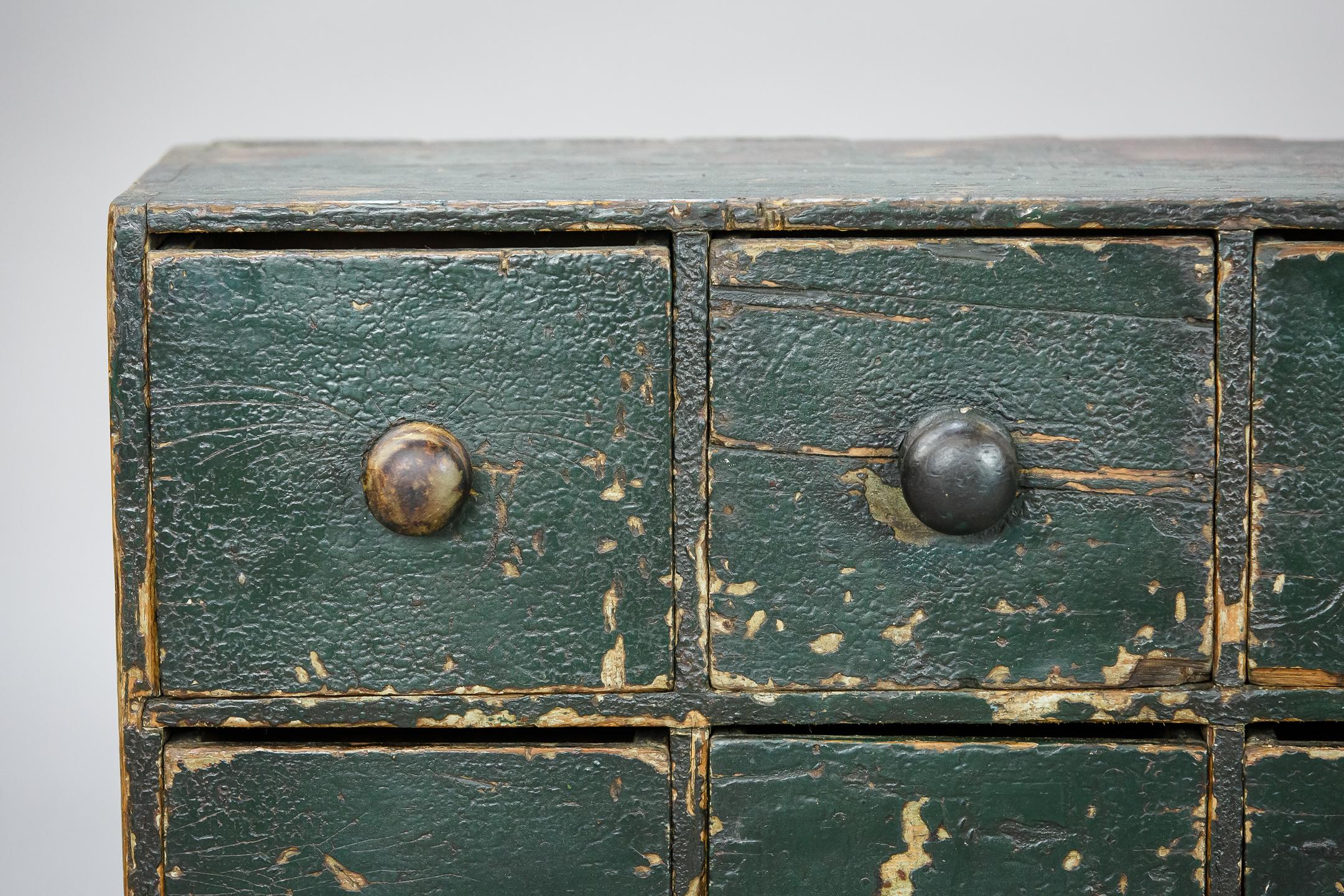 Bank of English 19th Century Desktop Drawers in Historical Paint 2