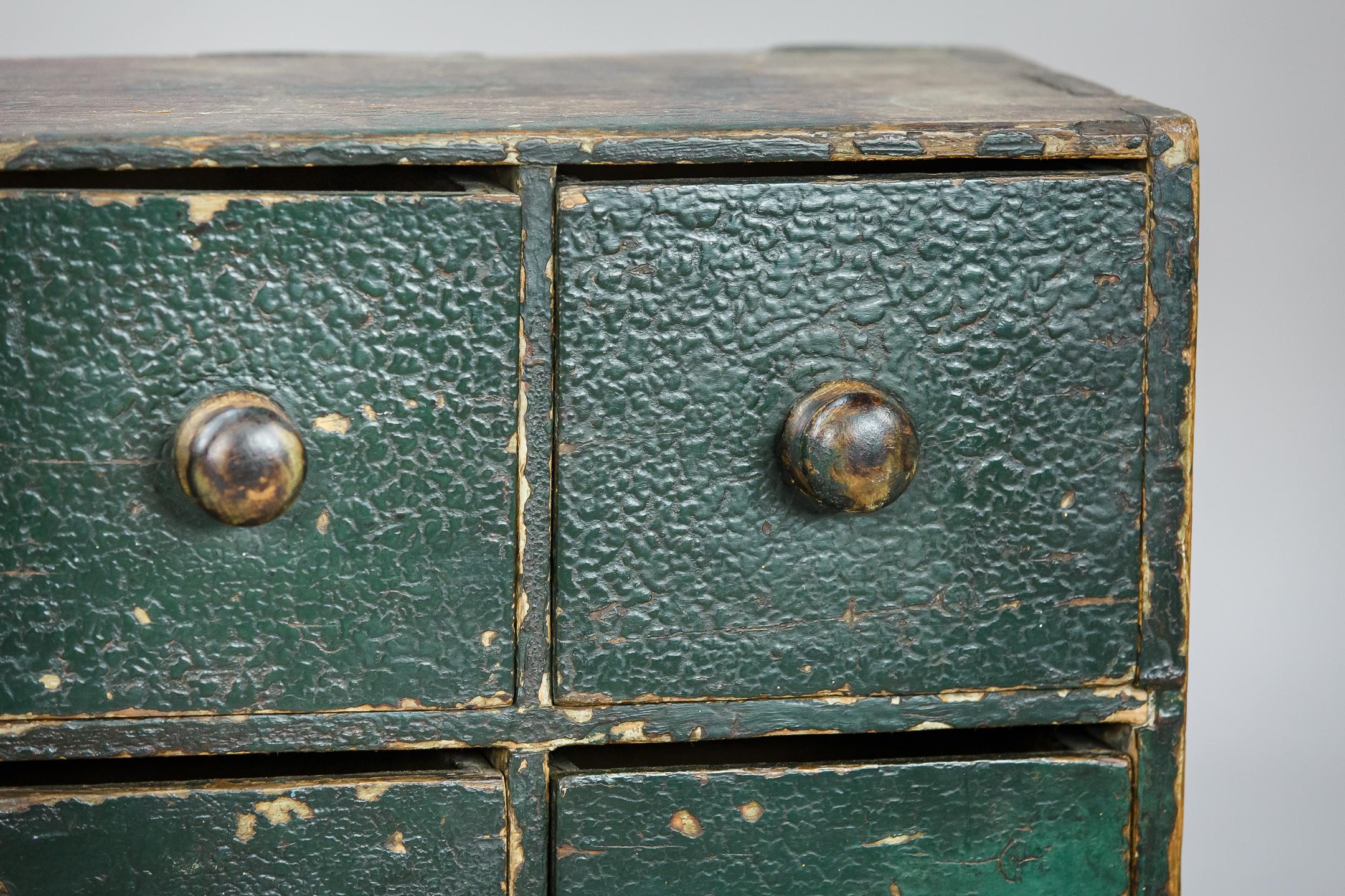 Bank of English 19th Century Desktop Drawers in Historical Paint 3