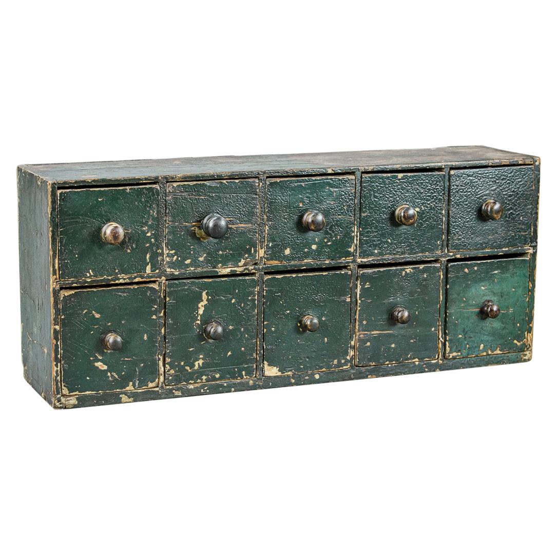 Bank of English 19th Century Desktop Drawers in Historical Paint