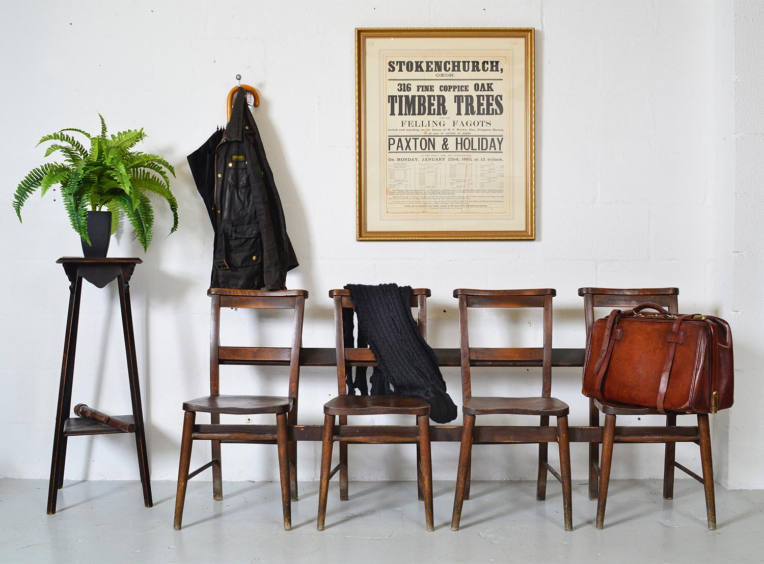 British Bank of English School Chapel Church Hallway Boot Room Elm Chairs Victorian