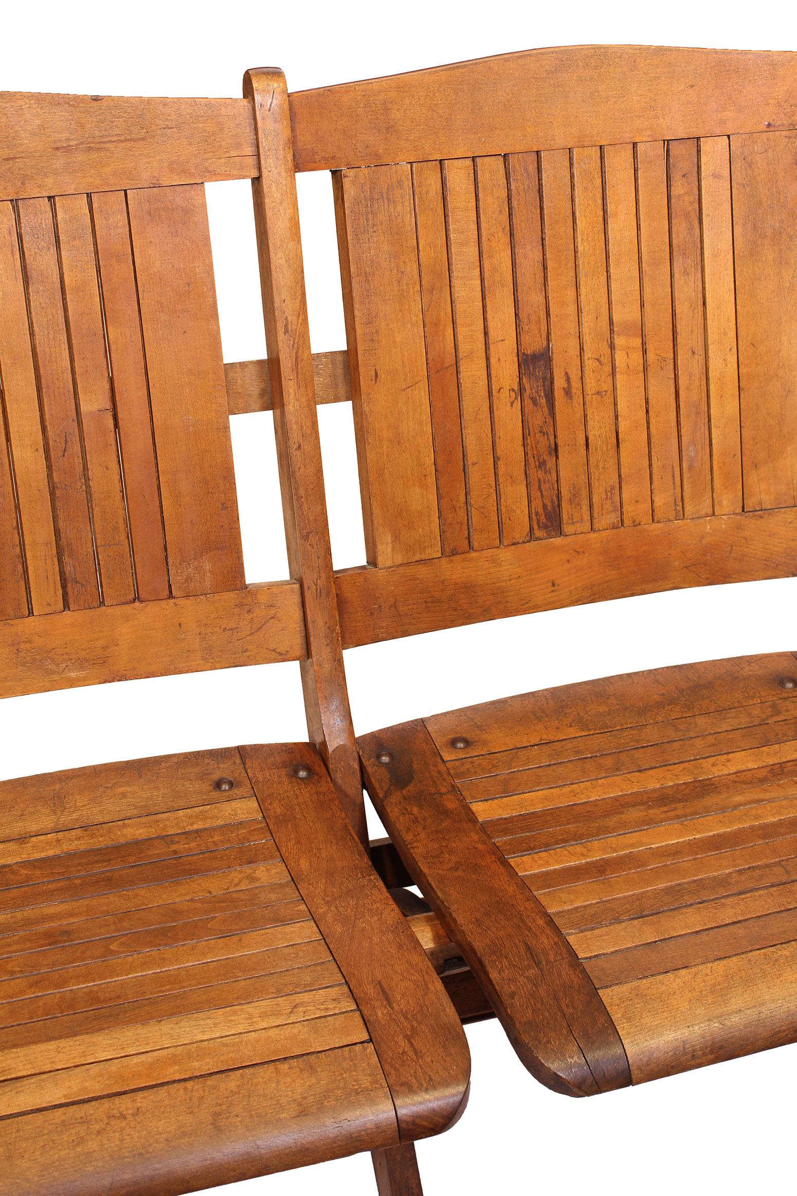 Wood Bank of Folding Chairs / Bench