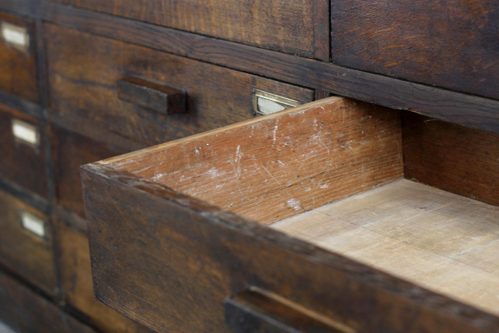 Bank of French Oak Museum Drawers, circa 1920s In Good Condition In Gloucester, GB