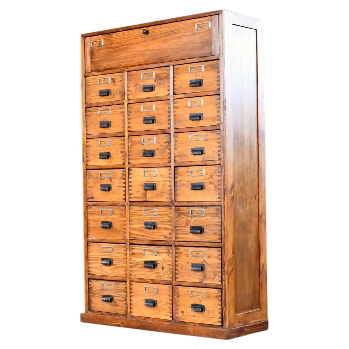 Bank Of Pine Workshop Drawers Circa 1940s