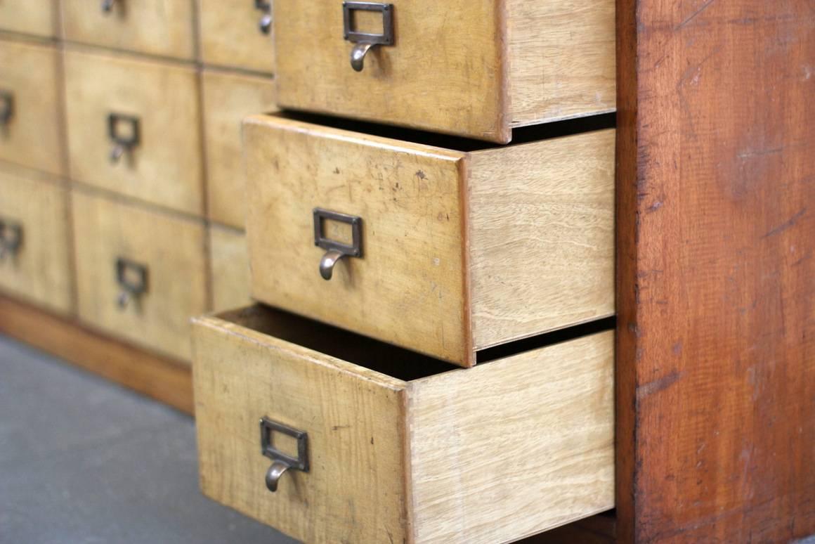 Art Deco Bank of Wooden Haberdashery Drawers, circa 1930s