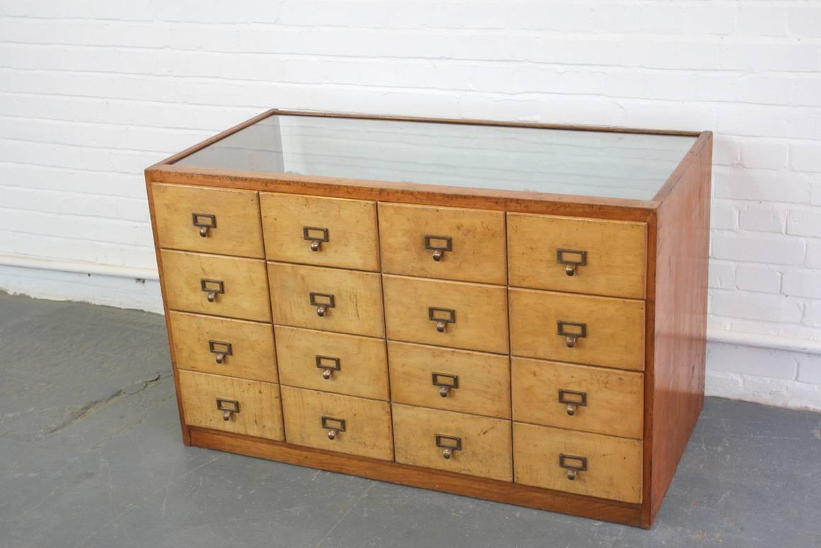 Bank of Wooden Haberdashery Drawers, circa 1930s In Fair Condition In Gloucester, GB