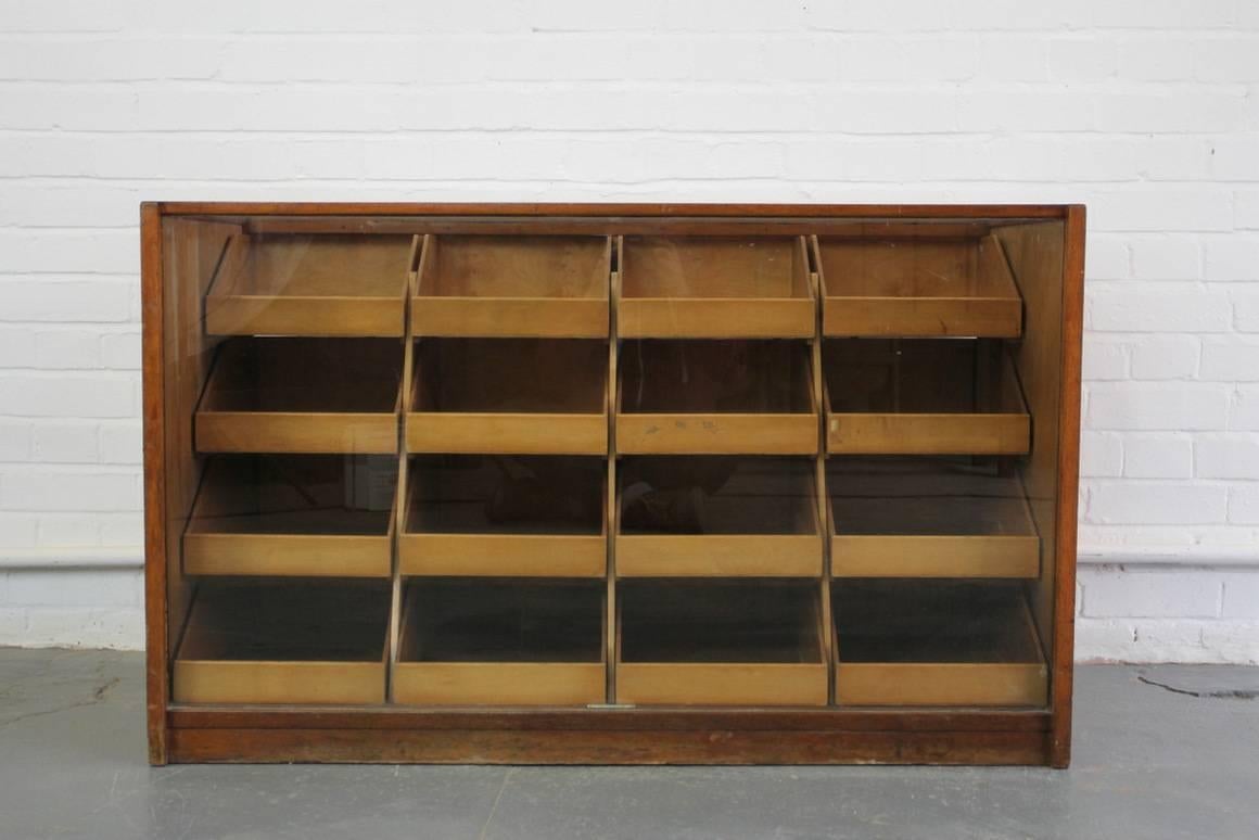 Bank of Wooden Haberdashery Drawers, circa 1930s 1