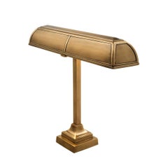 Bank Office Table Lamp in Antique Brass
