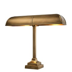 Bank Office Table Lamp in Antique Brass