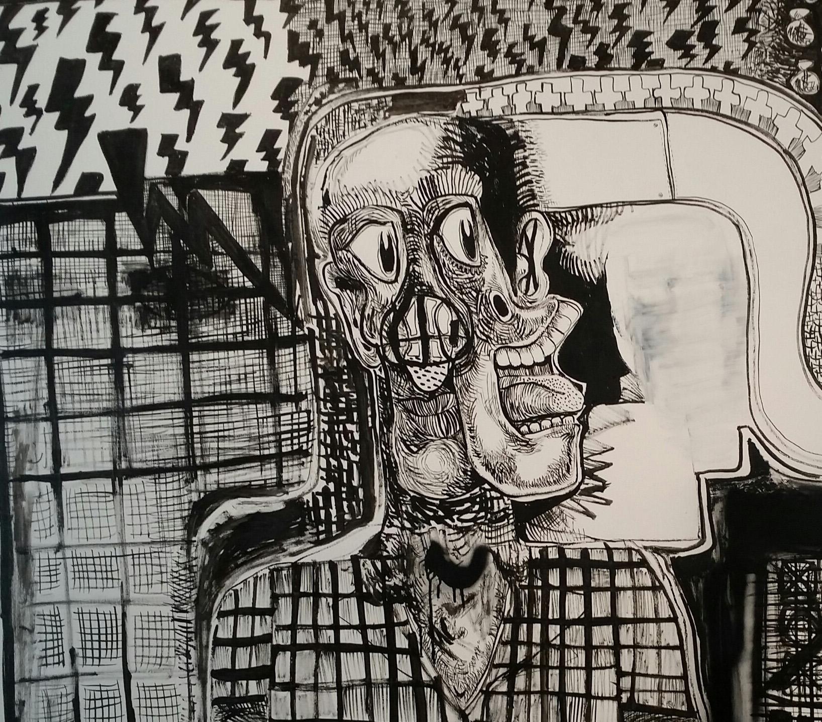 „Bank“-Gemälde von Philippe Avignant (amerikanisch) im Angebot