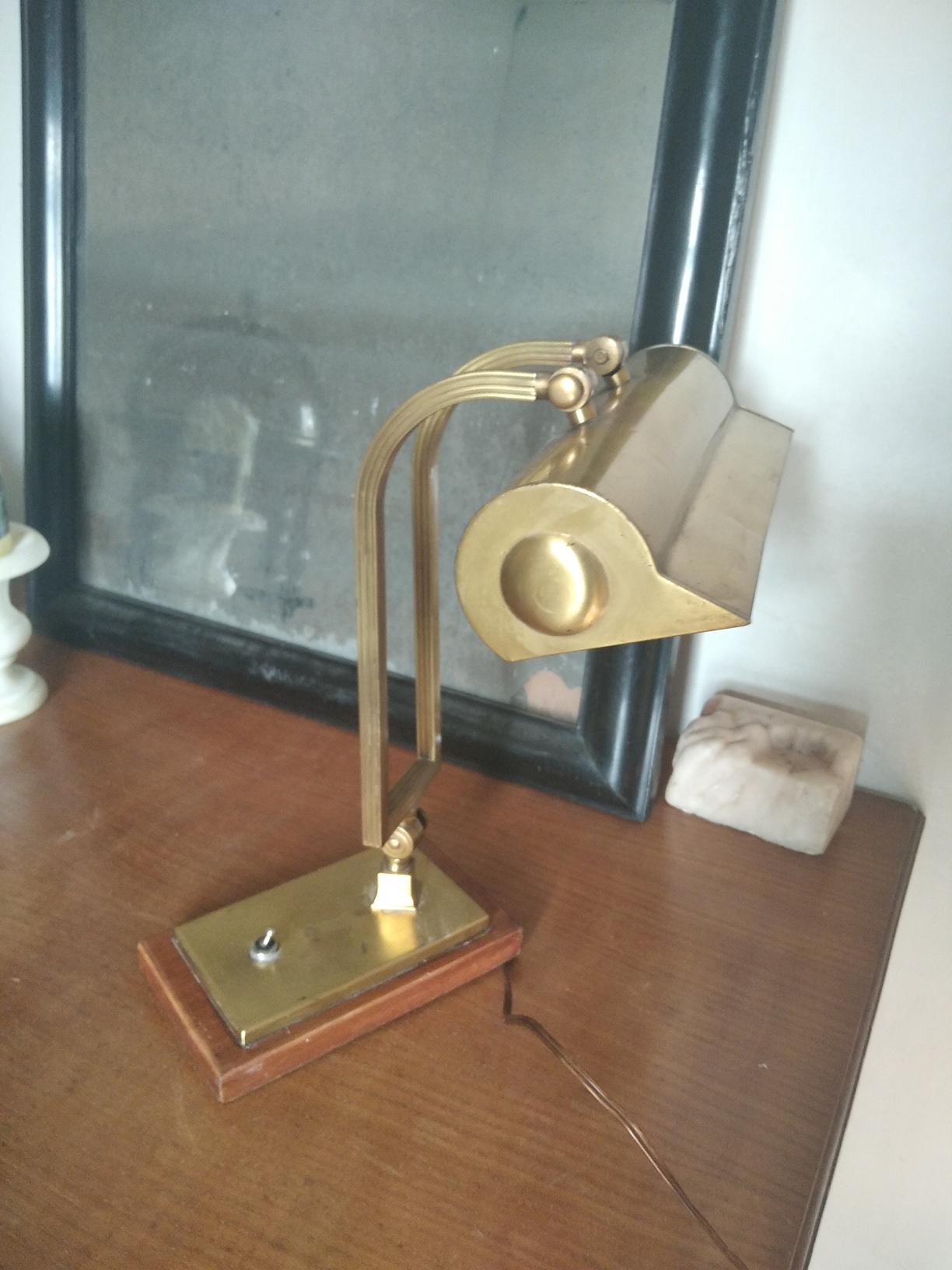 Banker Desk or Library Lamp,  Art Deco Style Early 20th Century, Brass  10