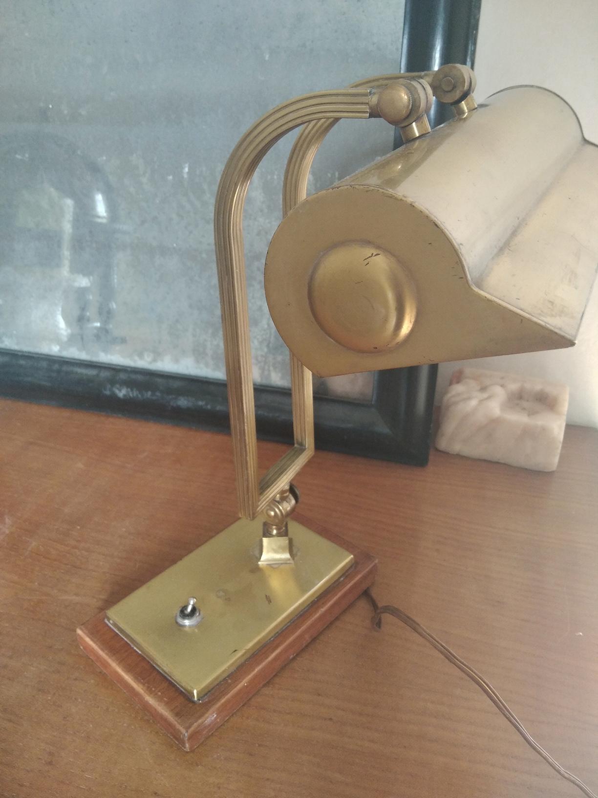 Banker Desk or Library Lamp,  Art Deco Style Early 20th Century, Brass  11