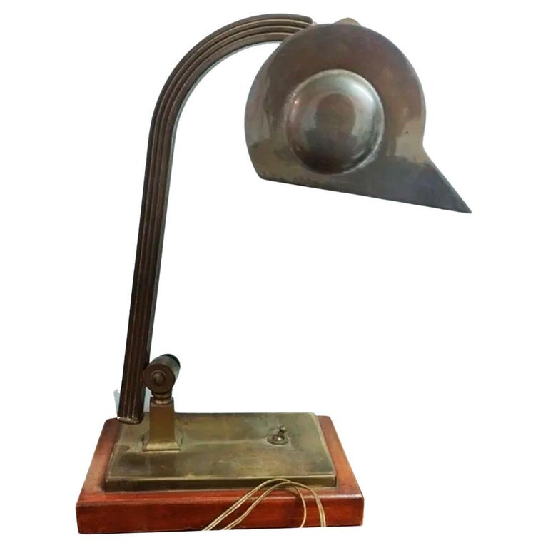 Banker Desk or Library Lamp, Art Deco Style Early 20th Century, Brass For  Sale at 1stDibs