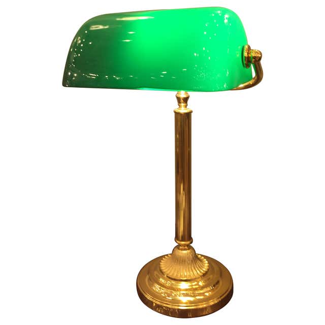 Green Shade Banker's Lamp Signed Verdelite at 1stDibs | verdelite lamp