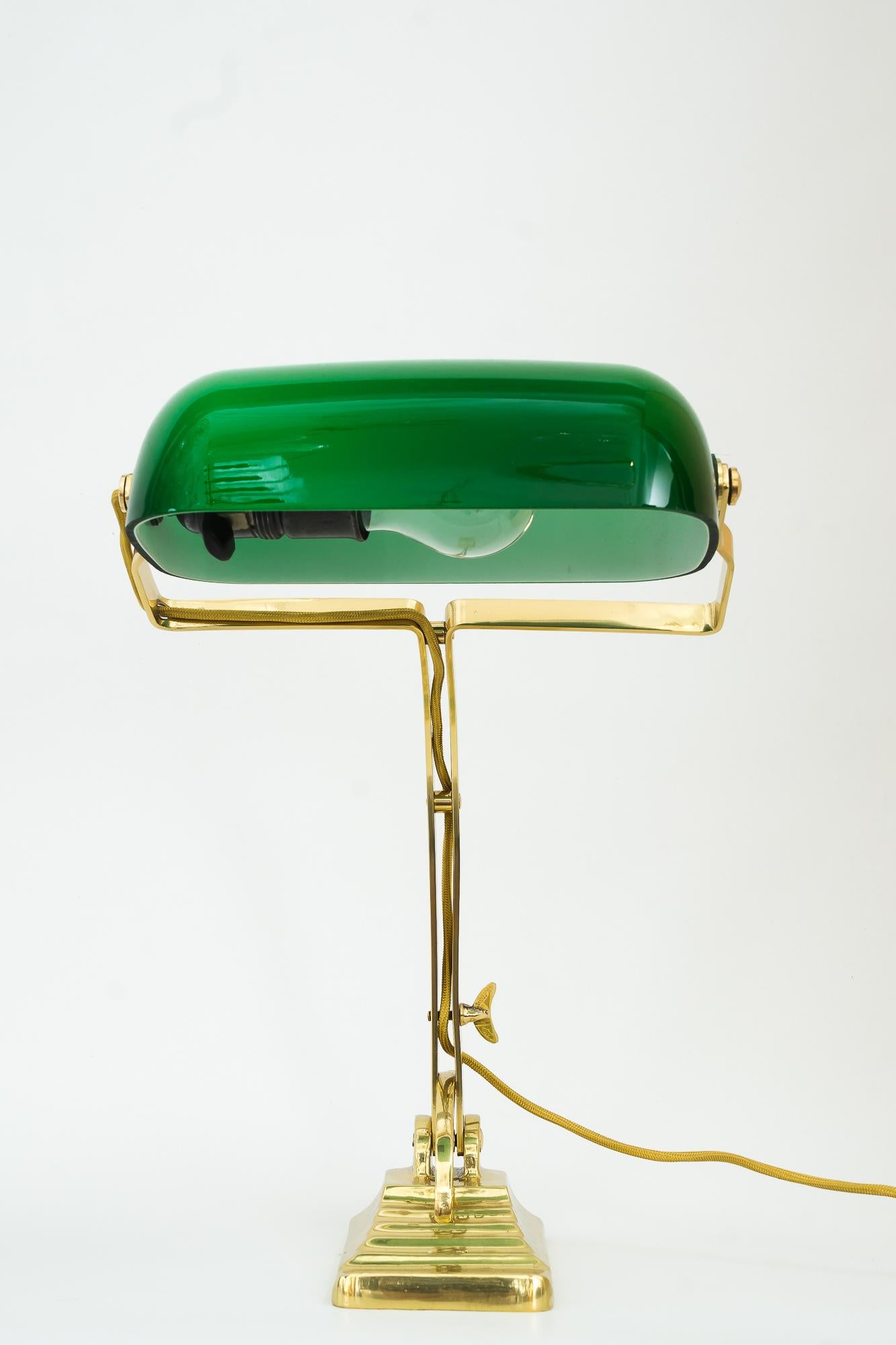 Polished Banker Table Lamp in the Style of Art Deco Made Around 1990s 'New' Not Antique