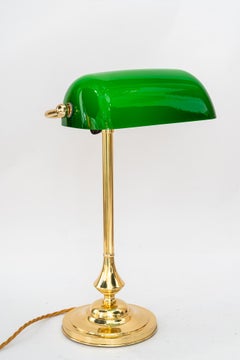 Banker table lamp with glass shade vienna around 1920s