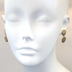 "Bankerly" Earrings Converted from 1930s Cufflinks in Yellow Gold & Blue Enamel