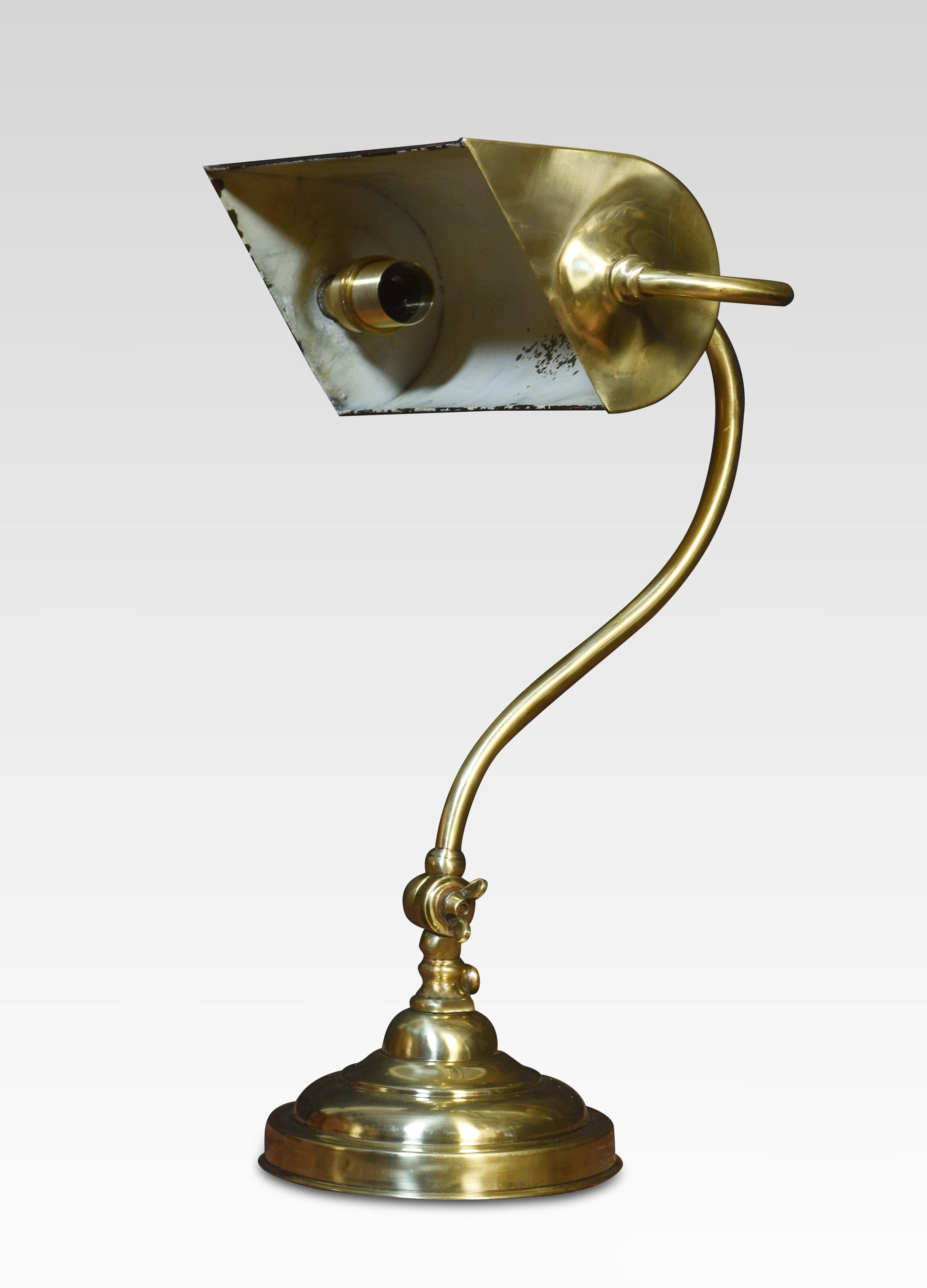 Bankers Brass Desk Lamp In Good Condition In Cheshire, GB