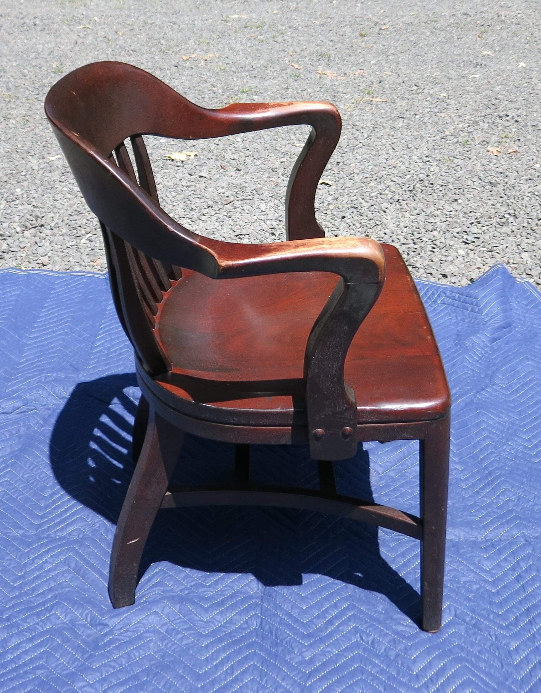Art Deco Bankers Chair Red Finish For Sale
