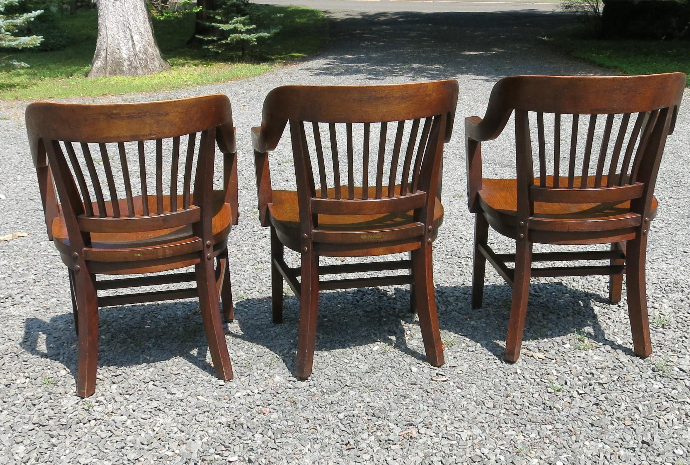 Mid-20th Century Bankers Chairs by Gunlocke Set of Three