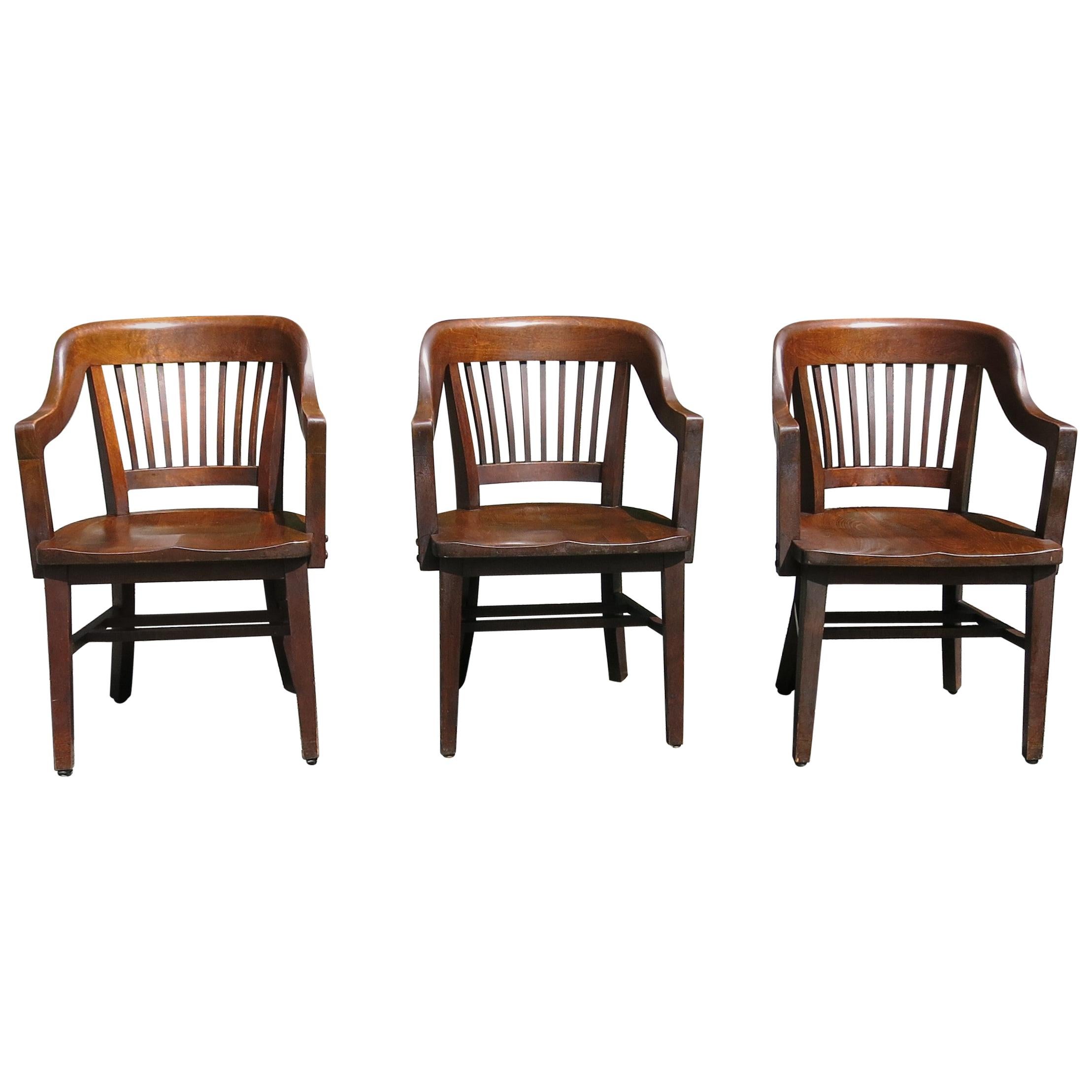 Bankers Chairs by Gunlocke Set of Three
