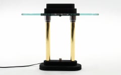 Lampada Bankers in nero, ottone e vetro di Robert Sonneman, alogena