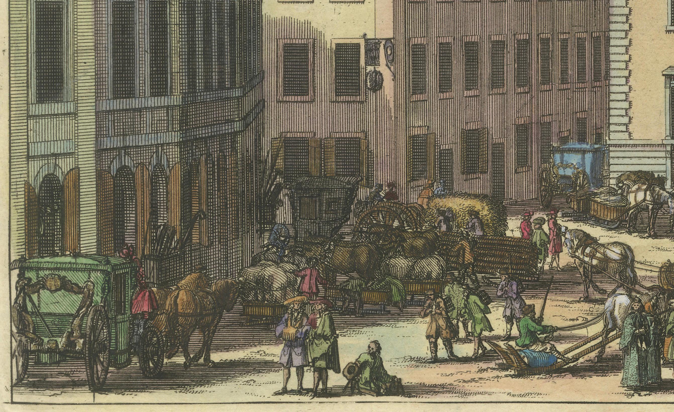 Banking on Prosperity: Södra Bancohuset of Stockholm in a 1691 Swidde Engraving In Good Condition For Sale In Langweer, NL