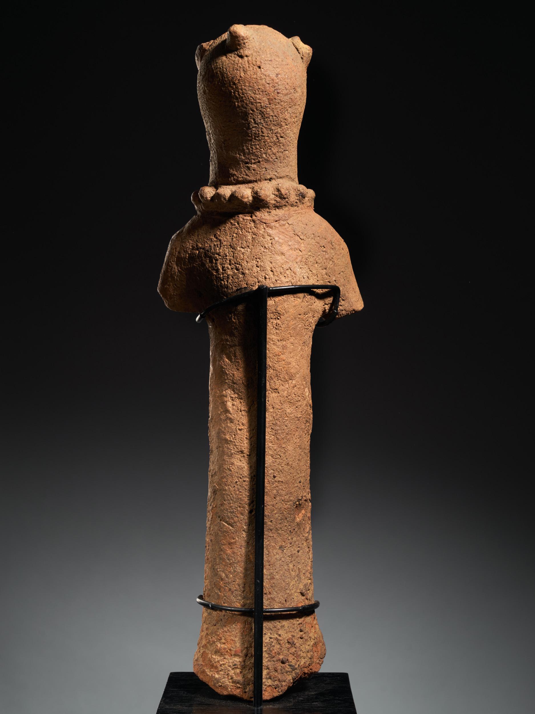 Nigerian Bankoni People, Mali, Female Terracotta Statue with Beaded Necklace