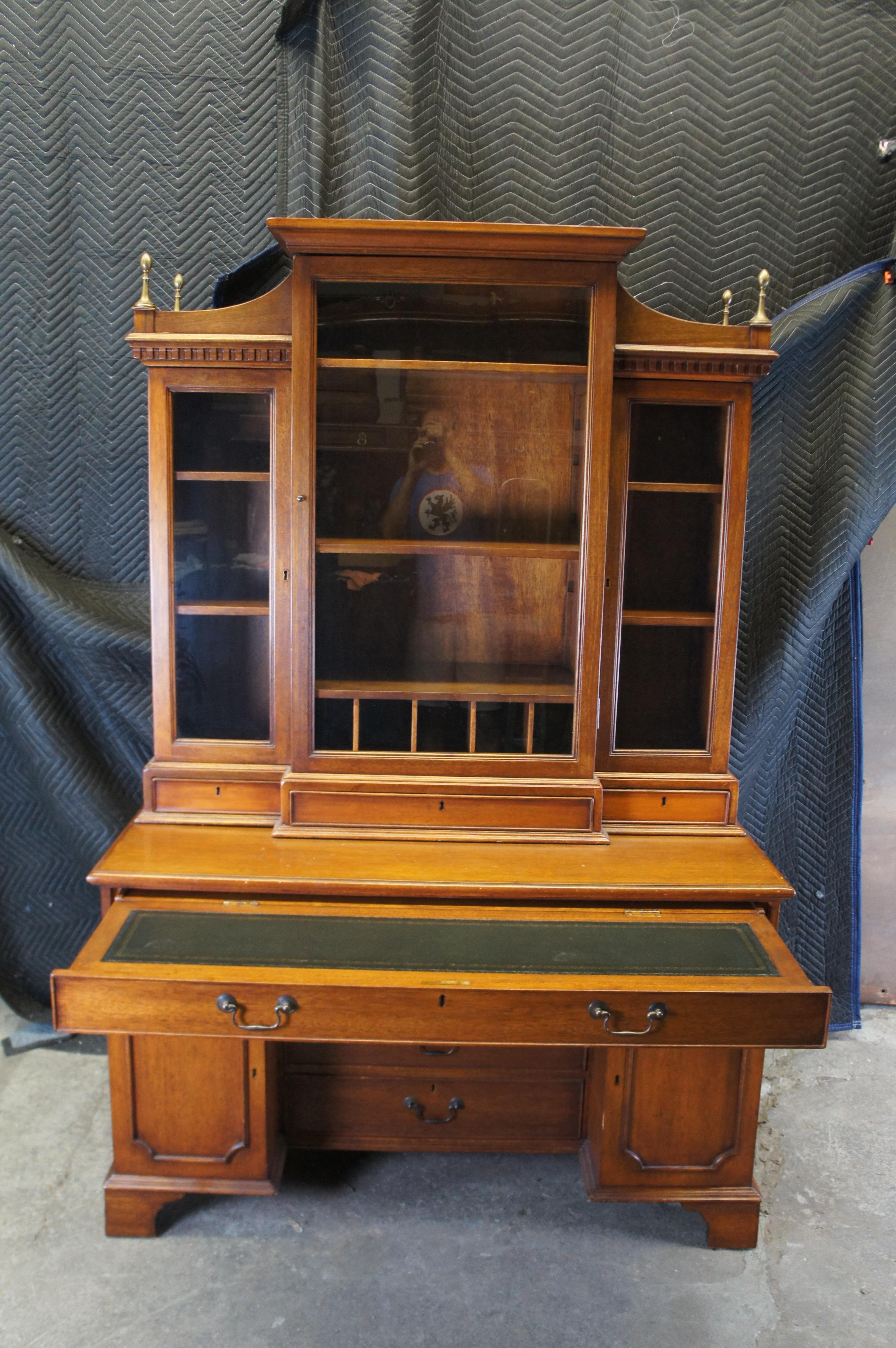 20ième siècle Banks Coldstone Mahogany Secretary Bookcase Curio Cabinet Desk Hutch 79