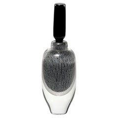 Banksia, a Black, White & Clear Large Sculptural Glass Bottle by Peter Bowles
