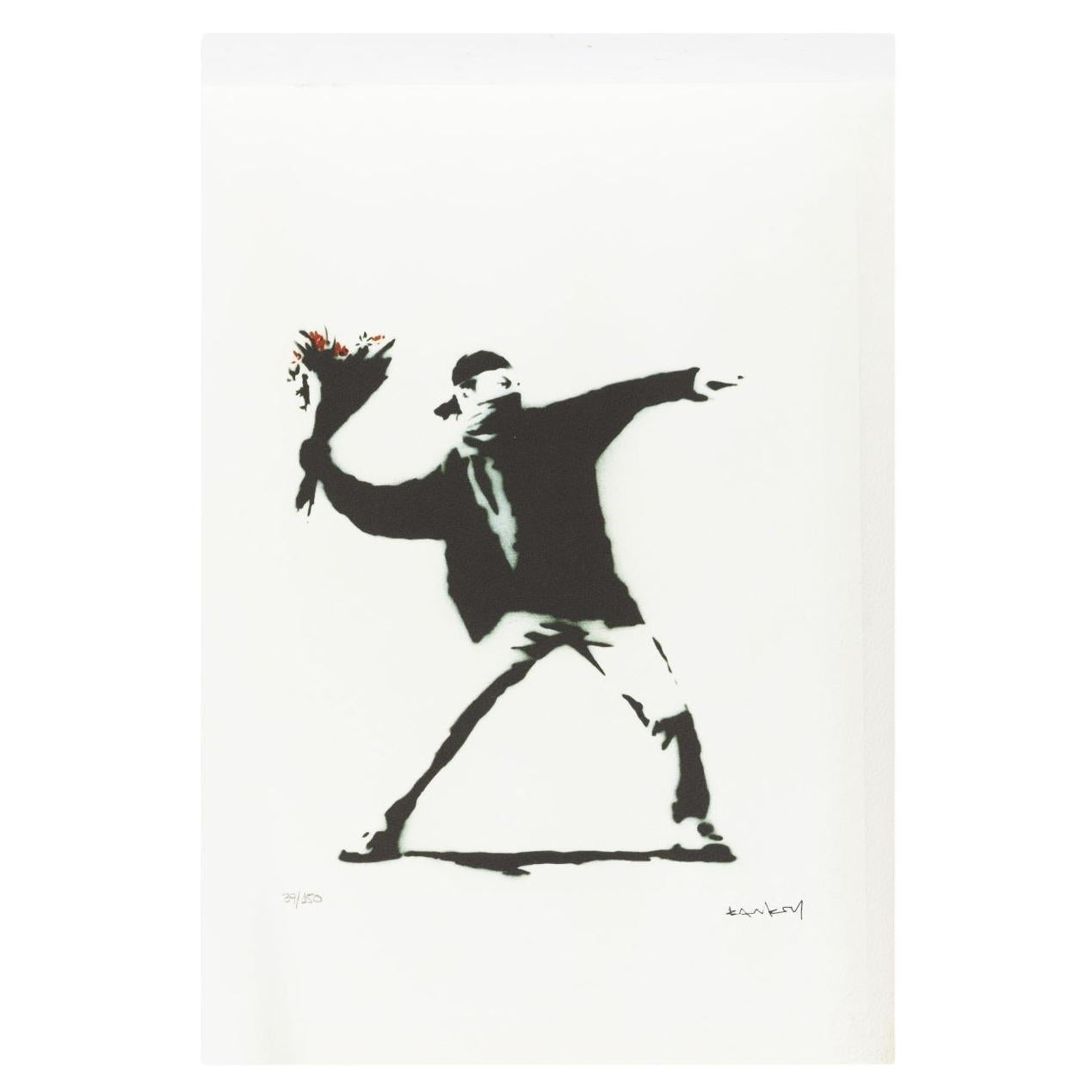 BANKSY (1974) - "Flower Thrower" / "Love is in the Air" (signed)