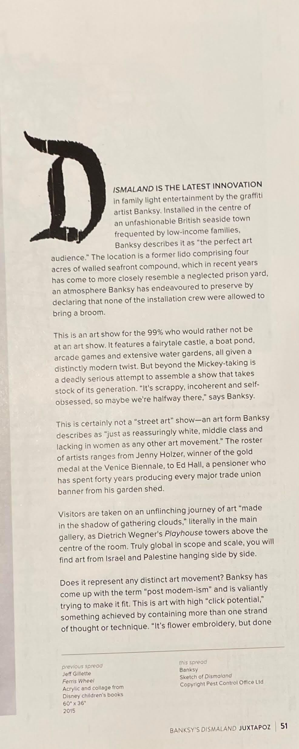 Banksy Juxtapose Magazine DIsmaland 2015 Original Copy Cyrstal Wagner Interview 5