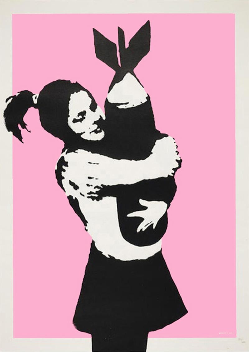 Banksy Portrait Print - BOMB LOVE (BOMB HUGGER)