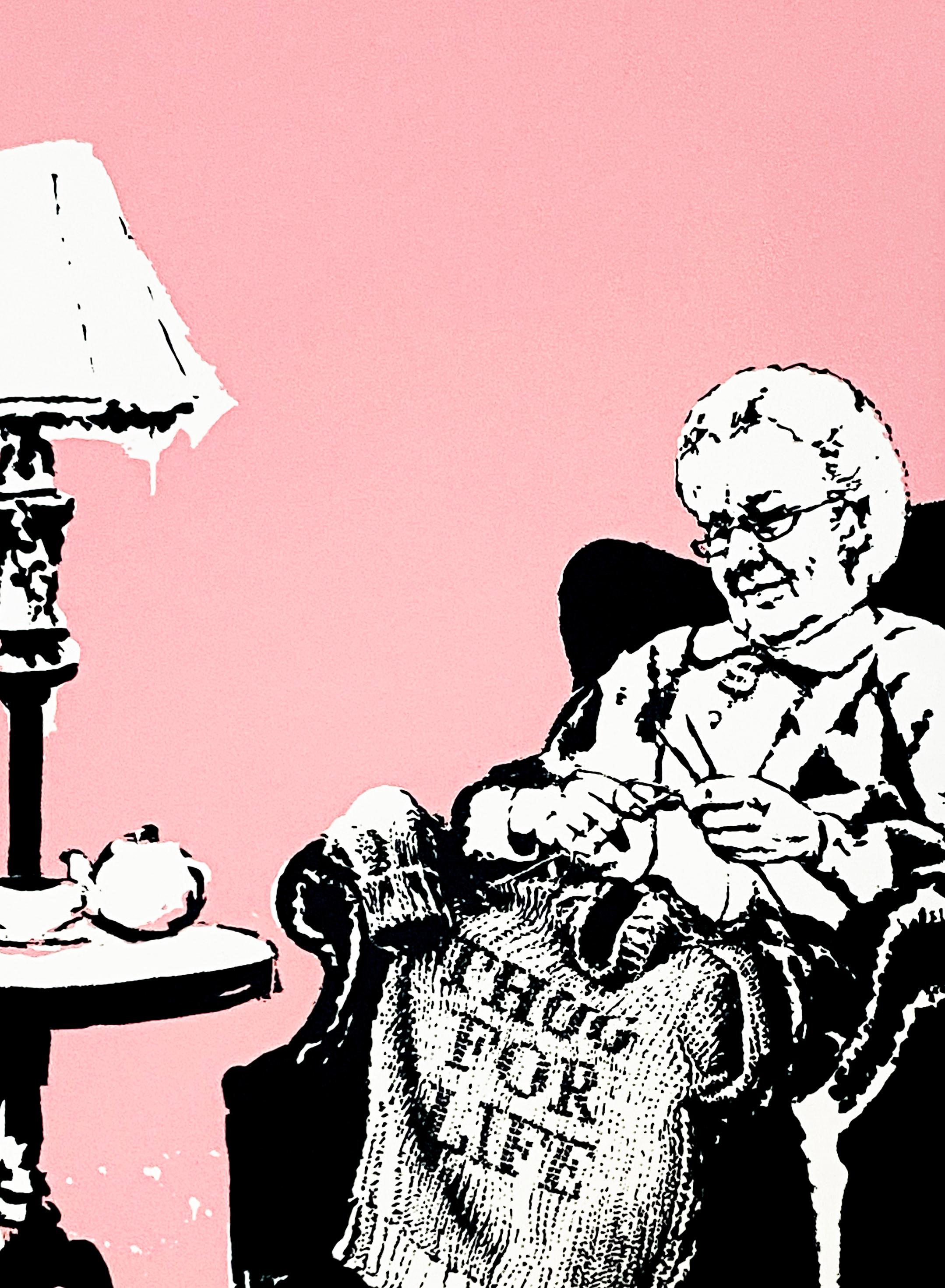 Grannies (Unique), 2006 - Pink Figurative Print by Banksy
