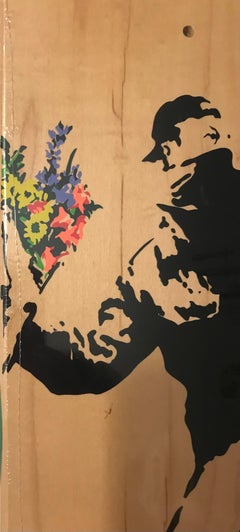 Banksy Flower Thrower Skate Deck Colored Edition, 2016 Brown Bethlehem Pop Art  