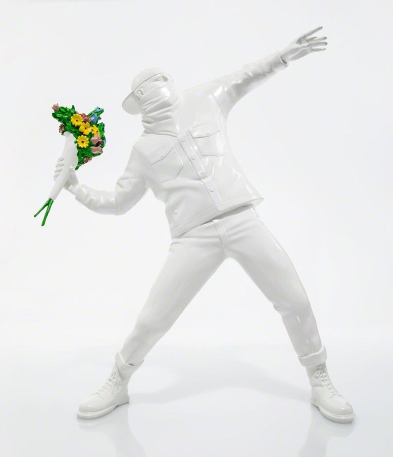 Banksy - Flower Bomber (White), 2016 at 1stDibs | banksy flower bomber  sculpture white, banksy flower bomber original, banksy flower thrower  costume