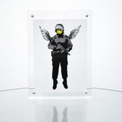 Angel Cop Flying Copper Showcard Banksy vs Warhol (Framed)