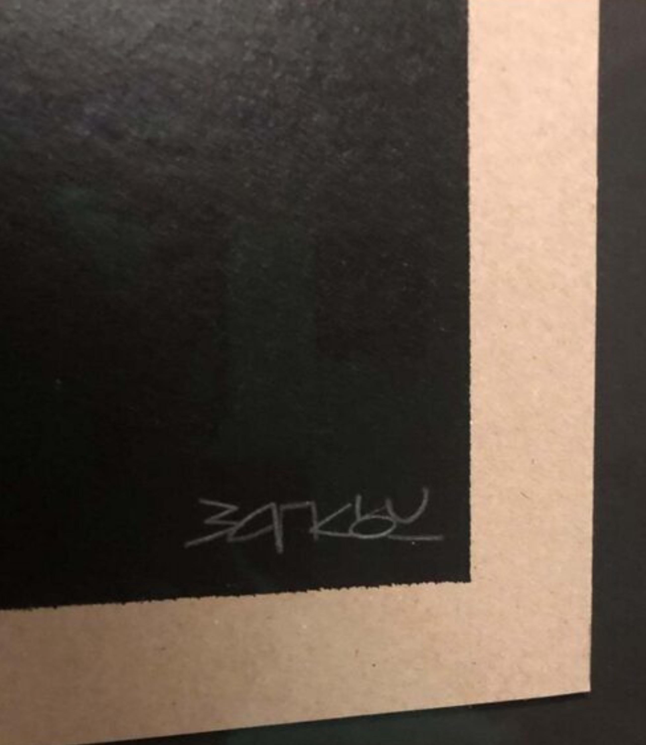 Banksquiat (Grau) – Print von Banksy