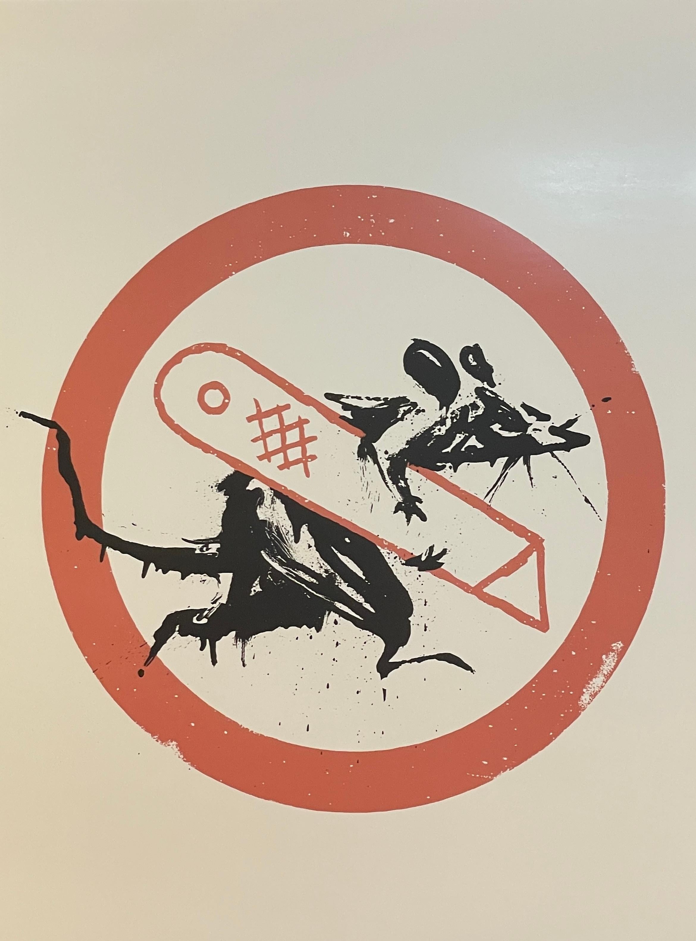 Banksy
"CUT AND RUN"
Technique:	Offset Lithograph
Paper:	Thick Stock Glossy
Size:	16.5 X 23.4

Materials
Thick glossy paper
Size
23 2/5 × 16 1/2 in  59.4 × 41.9 cm
Rarity

Open edition
Medium

Posters
Condition
Print is in pristine condition and has