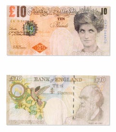 Banksy, billet de 10 livres à facettes : SET de DEUX œuvres encadrées (Banksy 10 pound bank note)