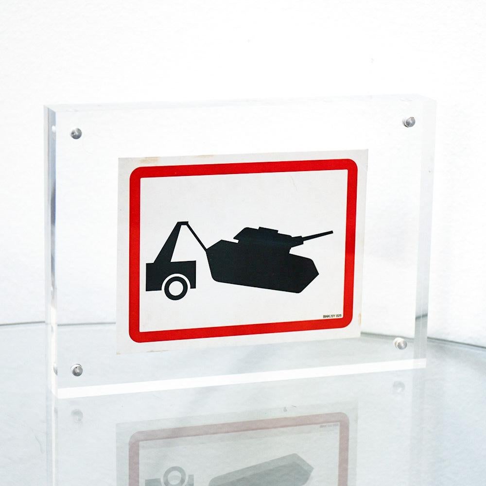 BANKSY Tank Towing BNK/5Y 025 Sticker (Framed) - Print by Banksy