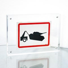 BANKSY Tank Towing BNK/5Y 025 Sticker (Framed)