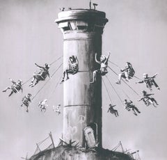 Banksy - "Visitare il centro storico di Pales" - litografia offset a colori - timbro a secco