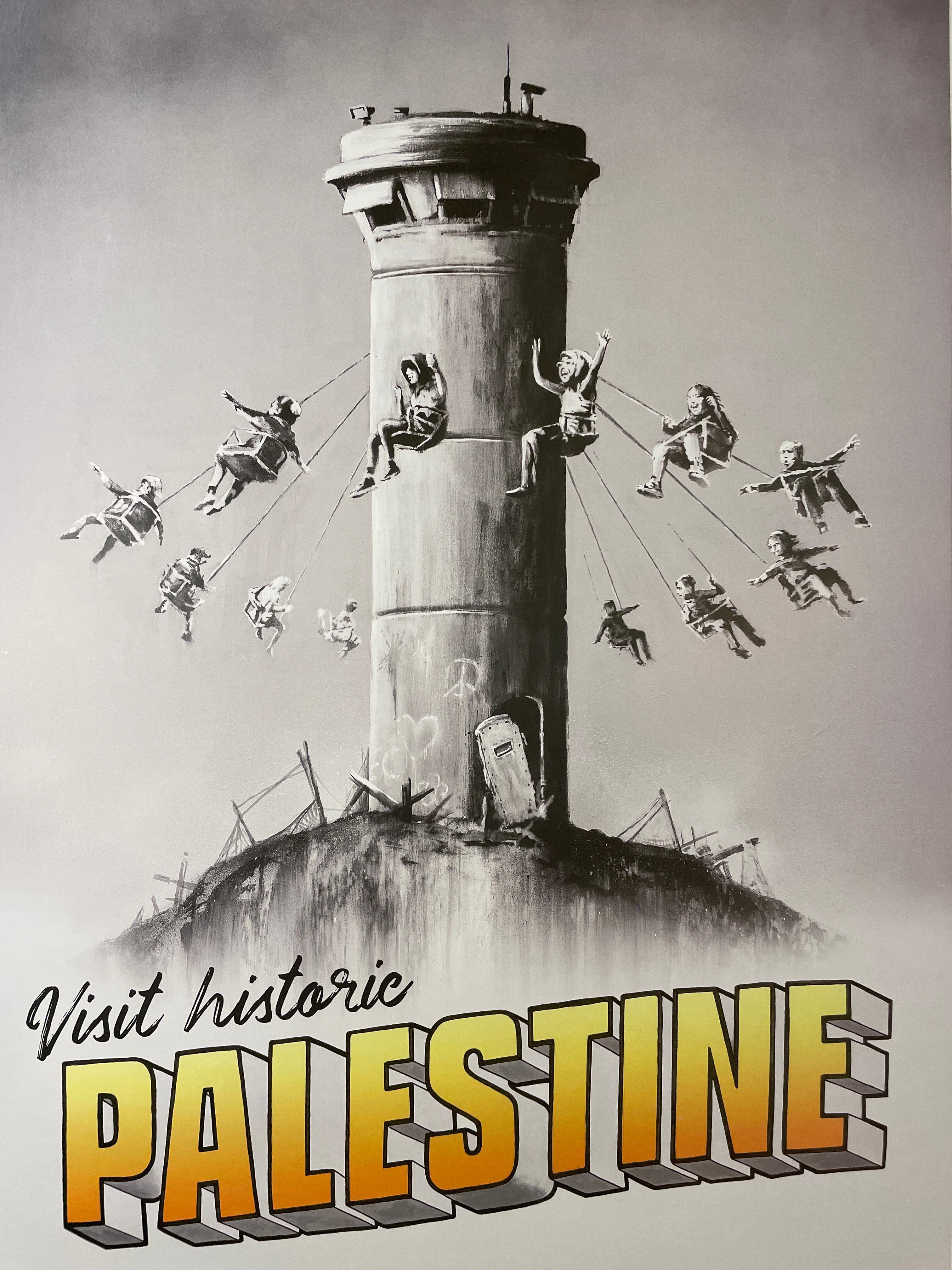 Banksy

Visit Historic Palestine Print

Mint Condition

The only way to obtain this print was by staying overnight in the Hotel in Bethlehem.  On the verso of the print it is double stamped with the Walled Off Hotel Emblem.  

The artwork was